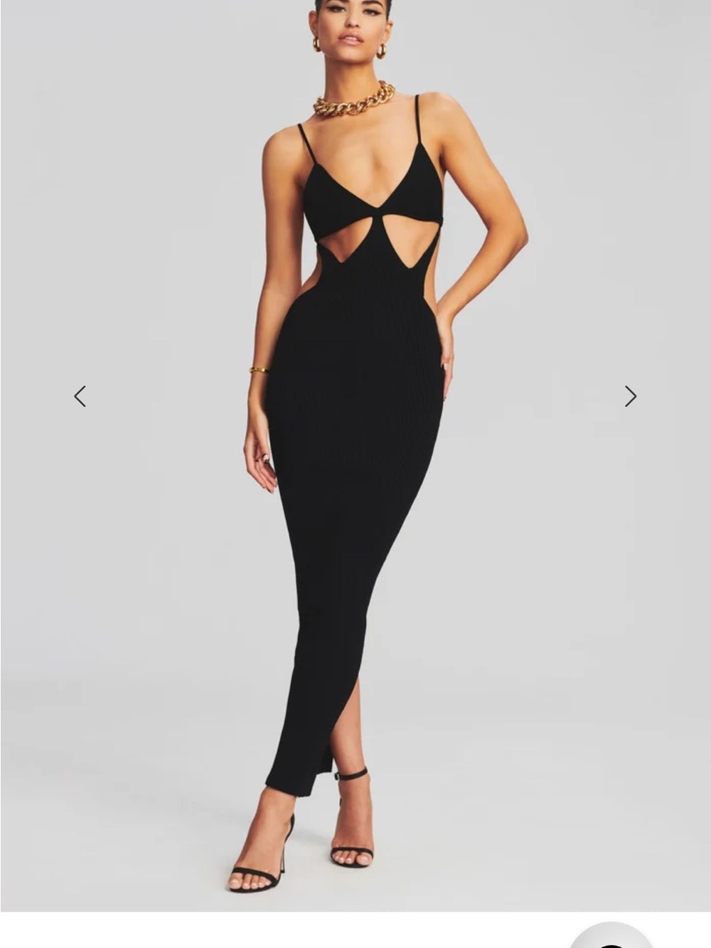 Retrofete Black Cutout Spaghetti-Strap Maxi Dress